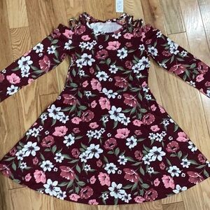 Floral Print Rubine Dress